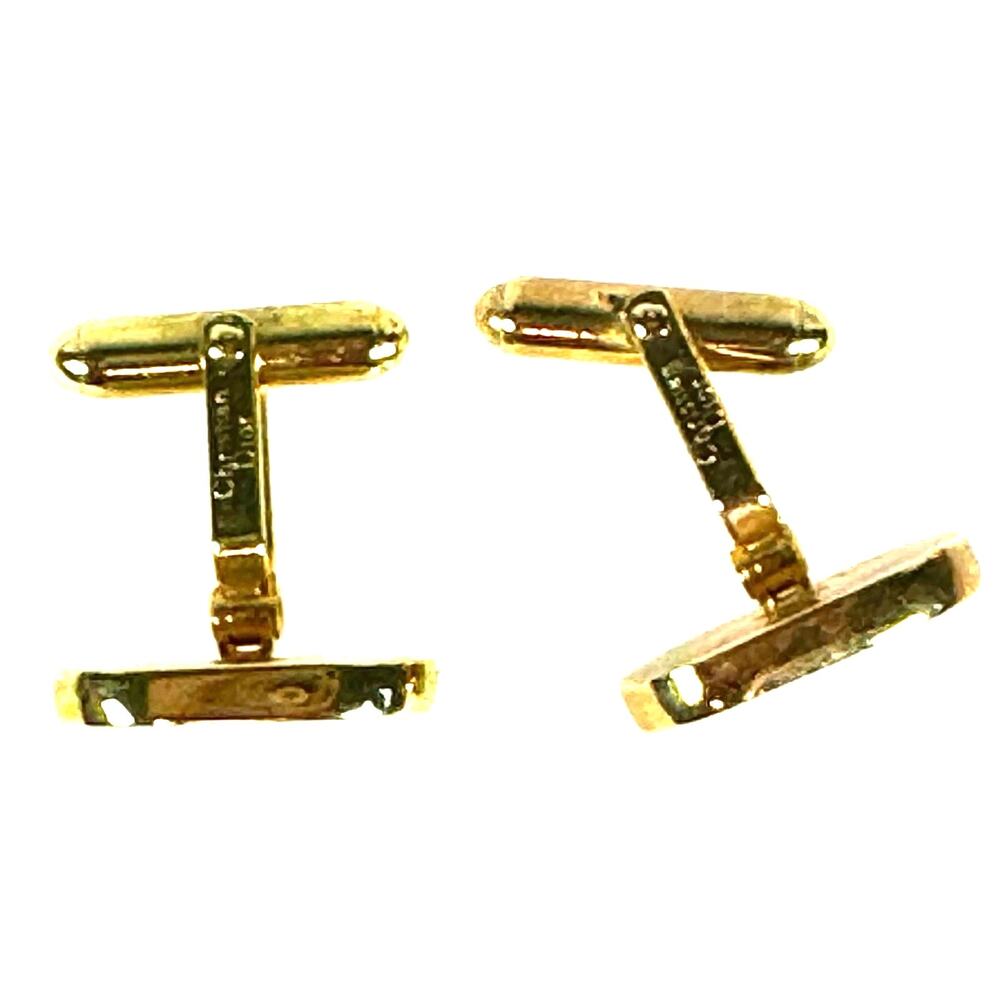 Christian Dior Vintage Gold Tone Oval Logo Cufflinks France - Picture 3 of 4